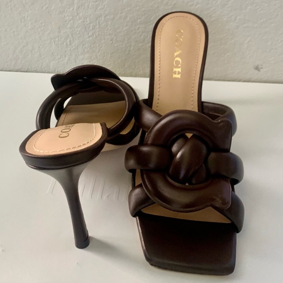 COACH KELLIE LEATHER SANDALS BRAIDED STRAPS-WOMEN- MAPLE - 9.5 - Picture 9 of 12